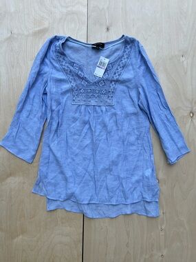 spense Light Blue lace crochet design blouse